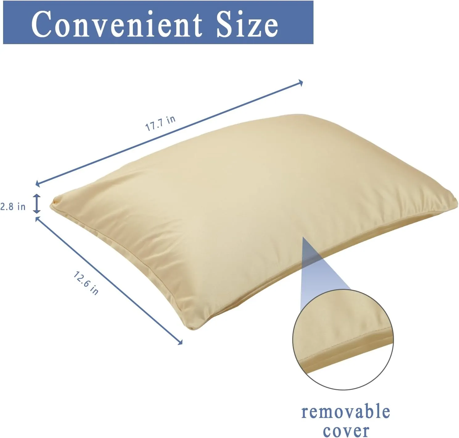 Microbead Throw Pillow with Removable Cover Bed Body Microbead Pillow Neck Head Back Support, Spandex Soft Silky Fabric for Sleeping and Travel Sofa Bedroom Comfortable (Blonde Color)