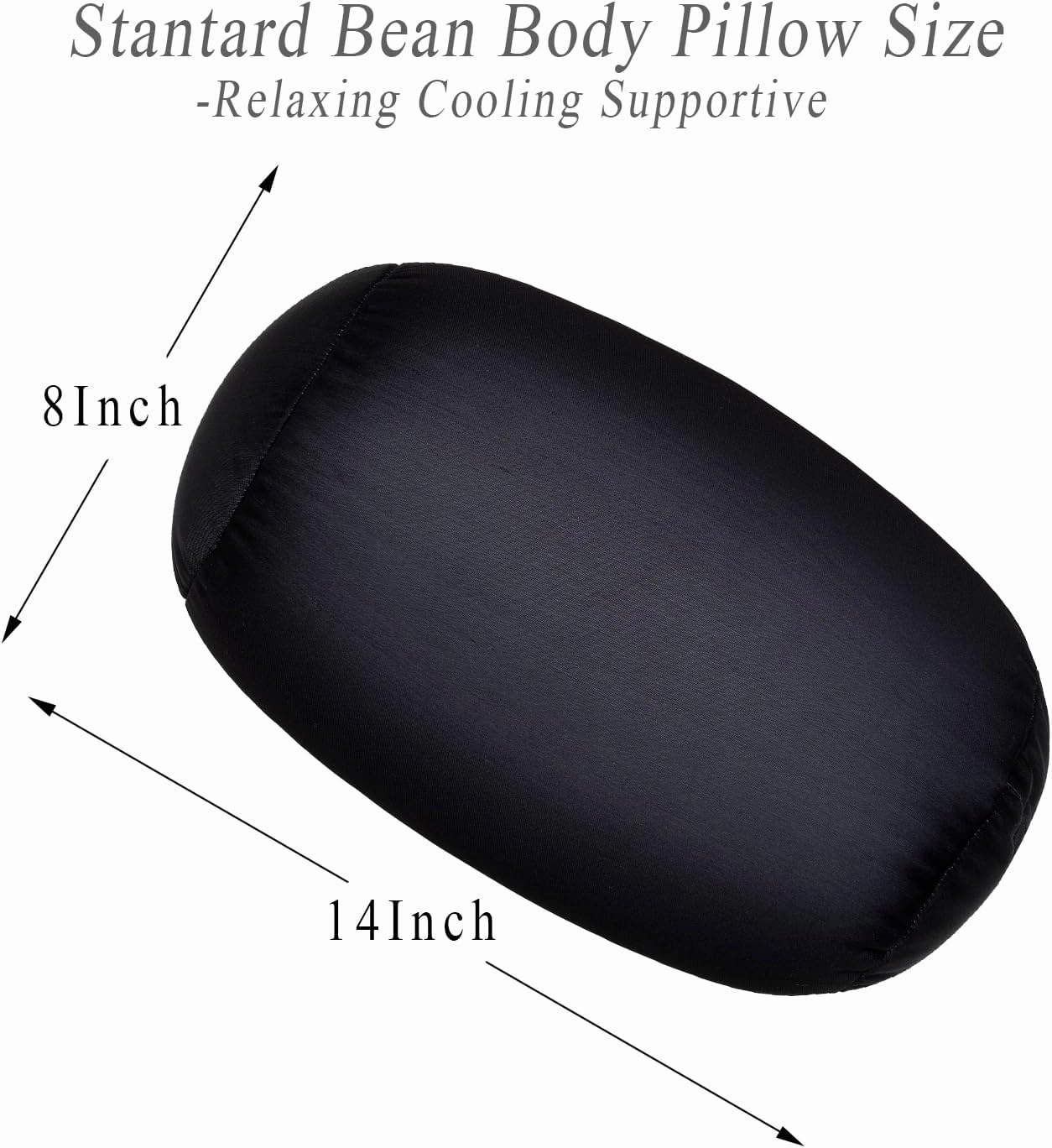 Microbead Neck Body Pillow Tube Microbead Bolster Bean Smooth Cool Pillow Neck Cervical Roll Pillow for Sleeping 7 x 12Inch Throw Travel Pillow(Carbon Black)