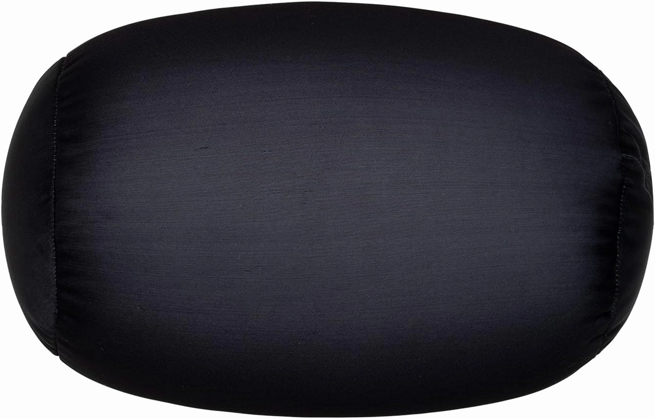 Microbead Neck Body Pillow Tube Microbead Bolster Bean Smooth Cool Pillow Neck Cervical Roll Pillow for Sleeping 7 x 12Inch Throw Travel Pillow(Carbon Black)