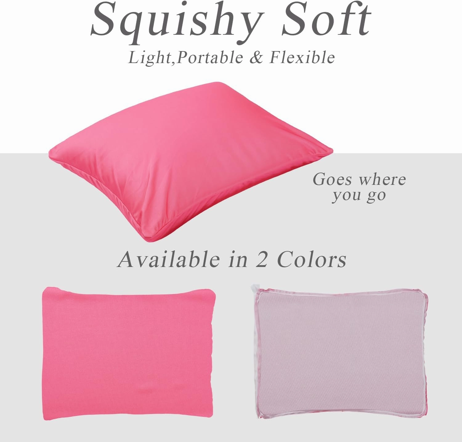 Microbead Throw Pillow with Removable Cover Bed Body Microbead Pillow Neck Head Back Support, Spandex Soft Silky Fabric for Sleeping and Travel Sofa Bedroom Comfortable (Candy Pink)