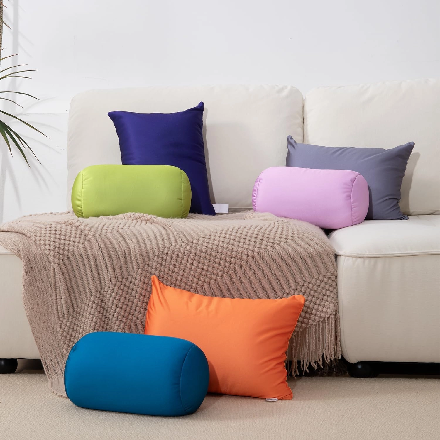 Microbead Throw Pillow with Removable Cover Bed Body Microbead Pillow Neck Head Back Support, Spandex Soft Silky Fabric for Sleeping and Travel Sofa Bedroom Comfortable (Candy Pink)