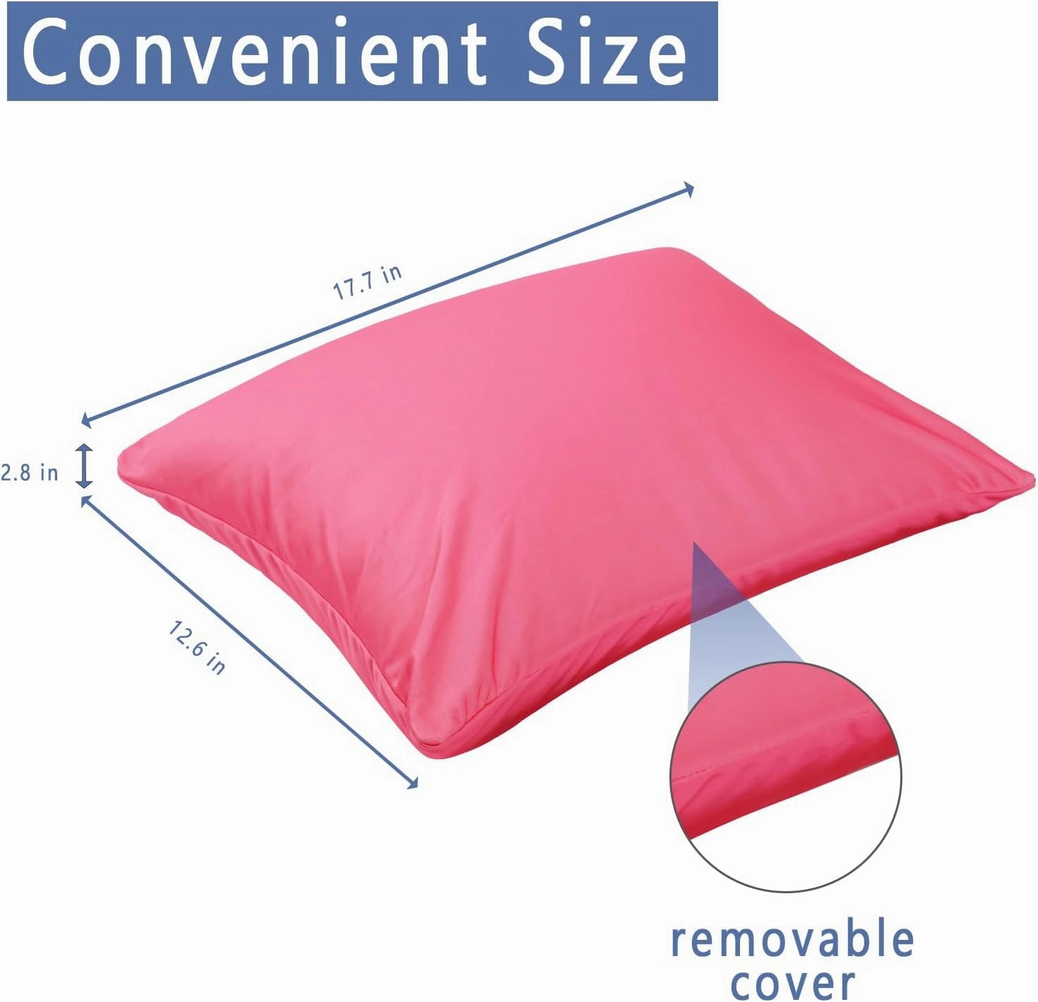 Microbead Throw Pillow with Removable Cover Bed Body Microbead Pillow Neck Head Back Support, Spandex Soft Silky Fabric for Sleeping and Travel Sofa Bedroom Comfortable (Candy Pink)