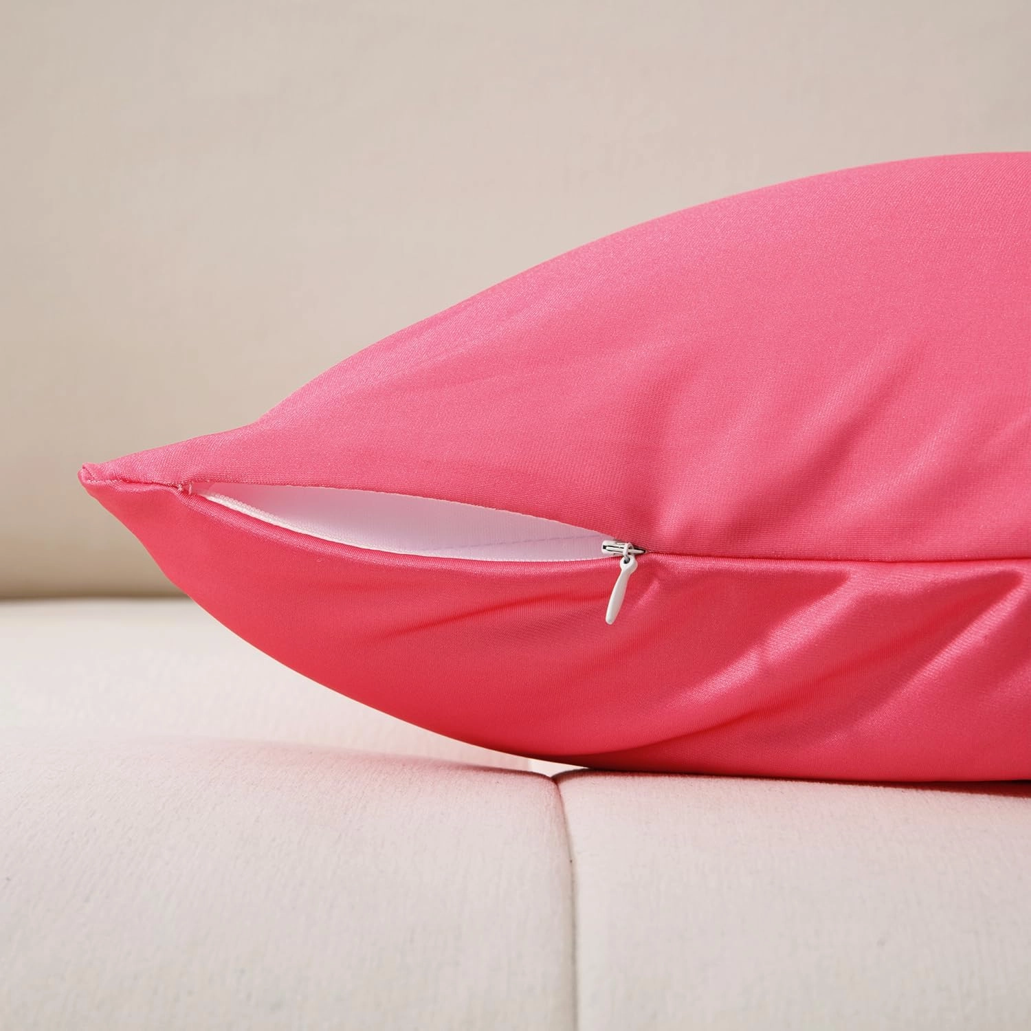 Microbead Throw Pillow with Removable Cover Bed Body Microbead Pillow Neck Head Back Support, Spandex Soft Silky Fabric for Sleeping and Travel Sofa Bedroom Comfortable (Candy Pink)