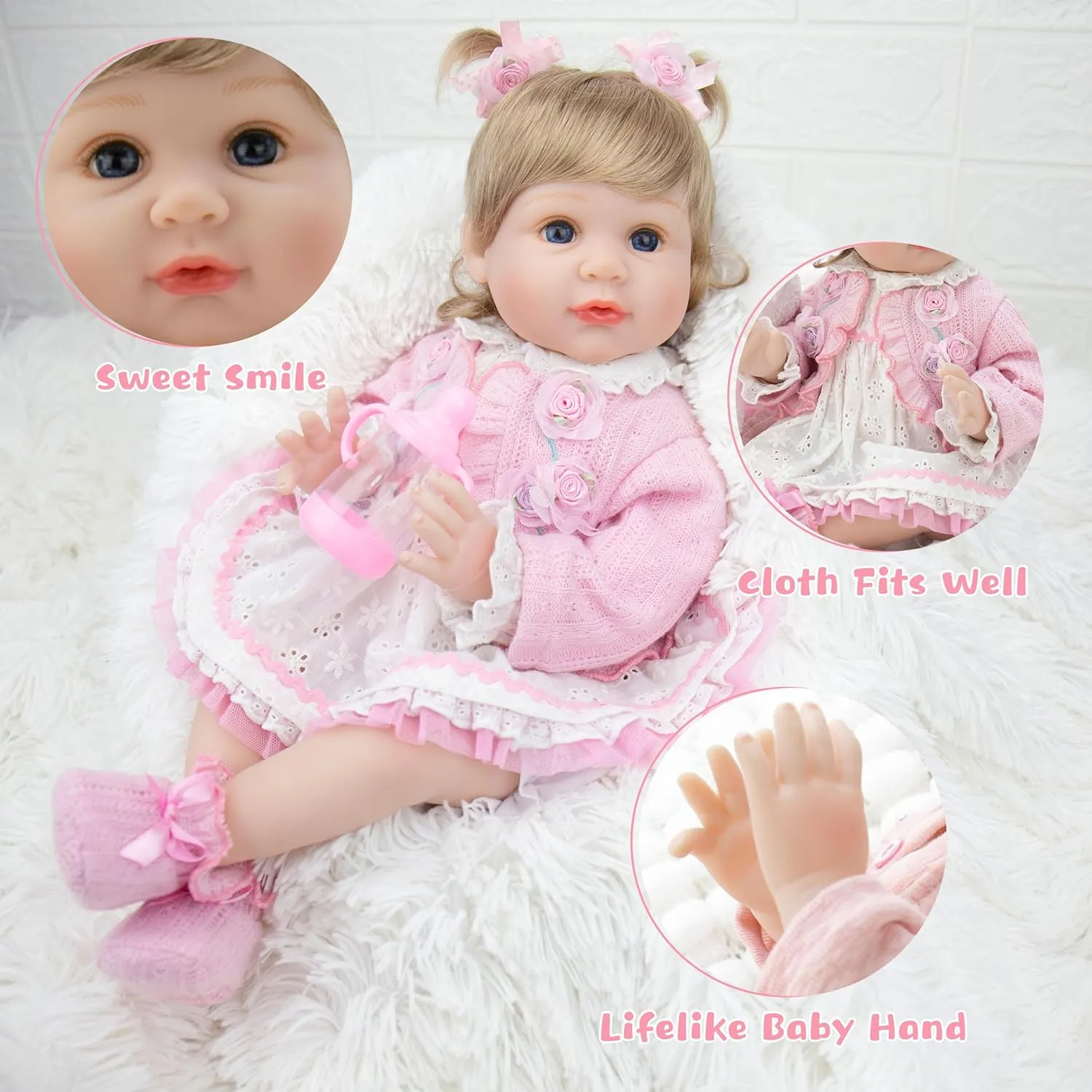 Milidool Lifelike Reborn Baby Dolls Girl - Realistic Newborn Silicone Baby Dolls Girl Real Packaged with Bunny Toy Feeding Toy Accessories Gift Set for Kids Age 3 