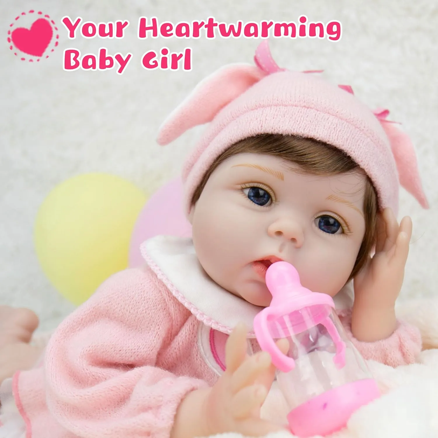Milidool Reborn Baby Dolls Lifelike Girl Doll 22 inch Realistic Newborn Baby Doll Real Looking Silicone Baby Dolls Girl with Feeding Bunny Toy Gift Set for Kids 3 