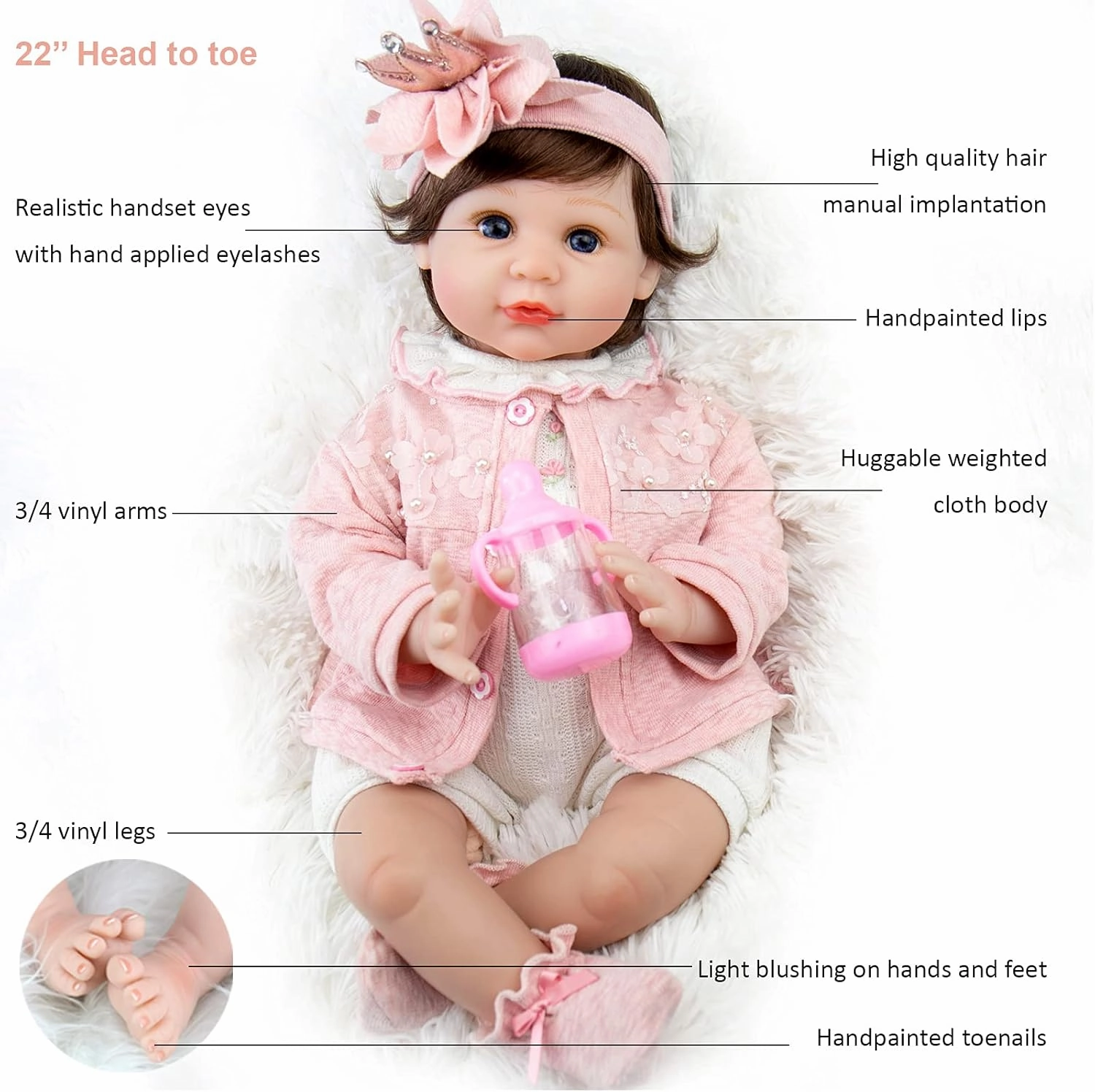 Milidool Reborn Baby Dolls Girl, 22 inch Lifelike Realistic Silicone Baby Girl Doll That Look Real Packaged with Feeding Toy Accessories Set,Gift for Grandma and Kids 3 