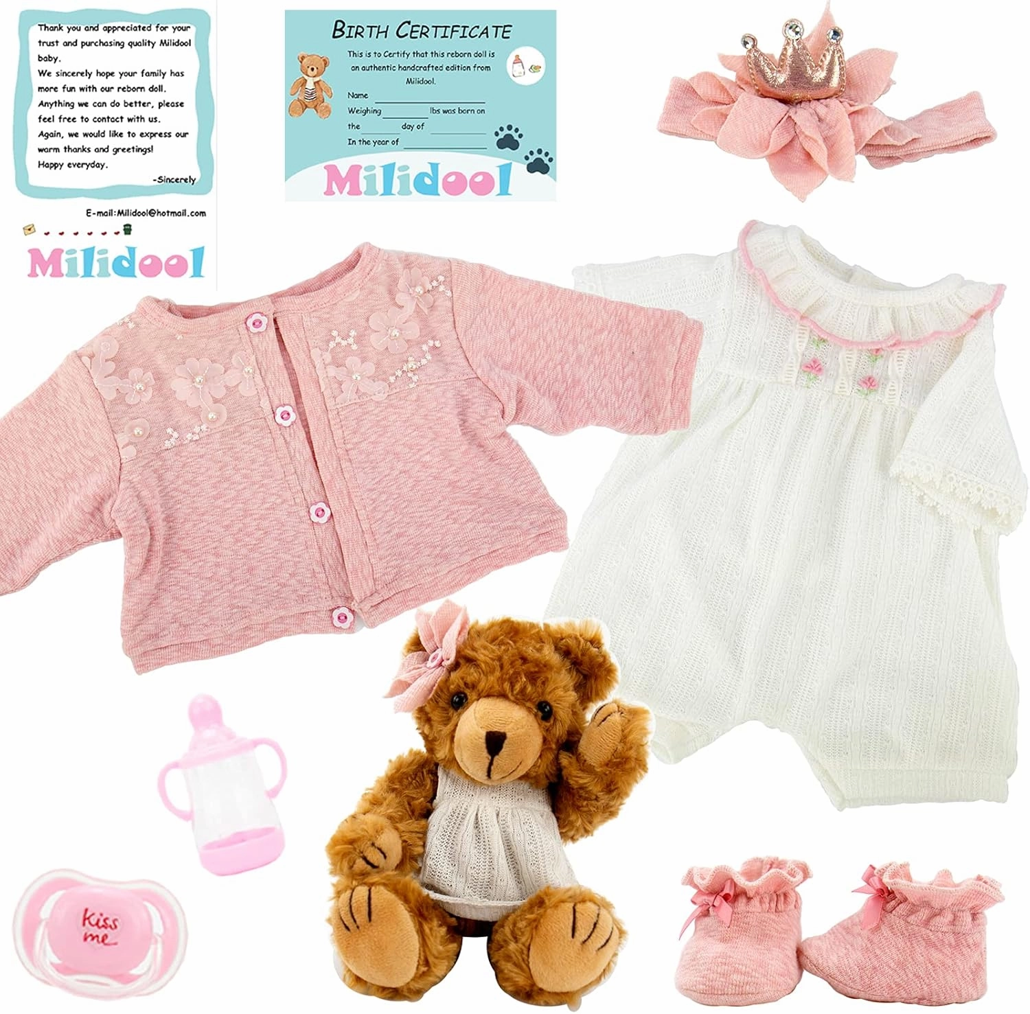 Milidool Reborn Baby Dolls Girl, 22 inch Lifelike Realistic Silicone Baby Girl Doll That Look Real Packaged with Feeding Toy Accessories Set,Gift for Grandma and Kids 3 