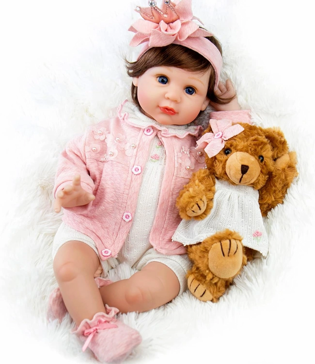 Milidool Reborn Baby Dolls Girl, 22 inch Lifelike Realistic Silicone Baby Girl Doll That Look Real Packaged with Feeding Toy Accessories Set,Gift for Grandma and Kids 3 