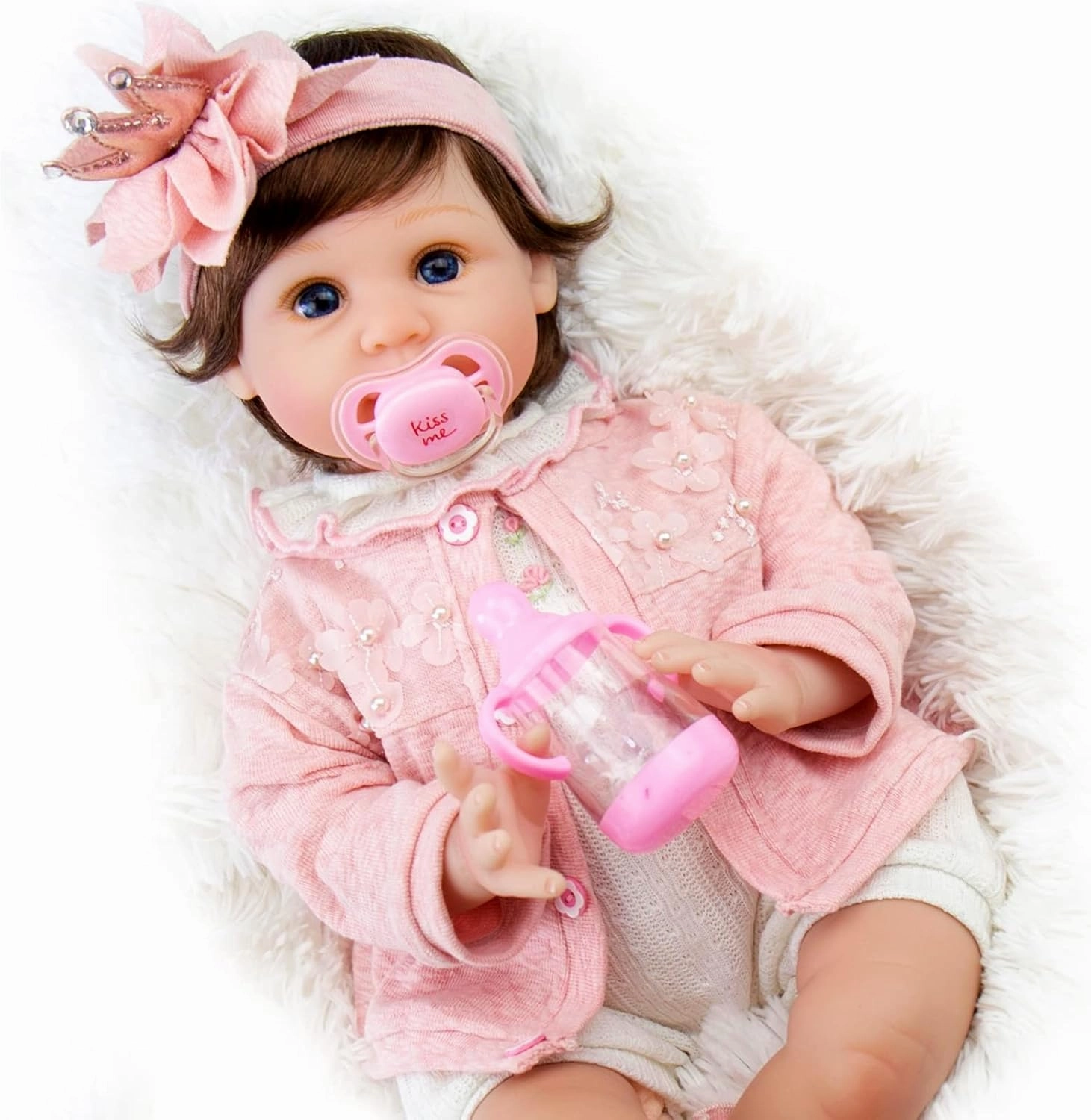 Milidool Reborn Baby Dolls Girl, 22 inch Lifelike Realistic Silicone Baby Girl Doll That Look Real Packaged with Feeding Toy Accessories Set,Gift for Grandma and Kids 3 