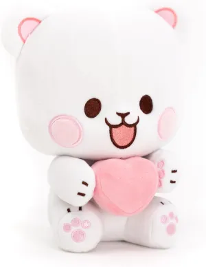 Milk Sitting Plush with Magnetic Heart 8" Inch Authentic Merchandise Adorable Cute Stuffed Bear Travel Sized Soft Gift for Any Occasion Friend Couples Holiday Birthday Cuddly