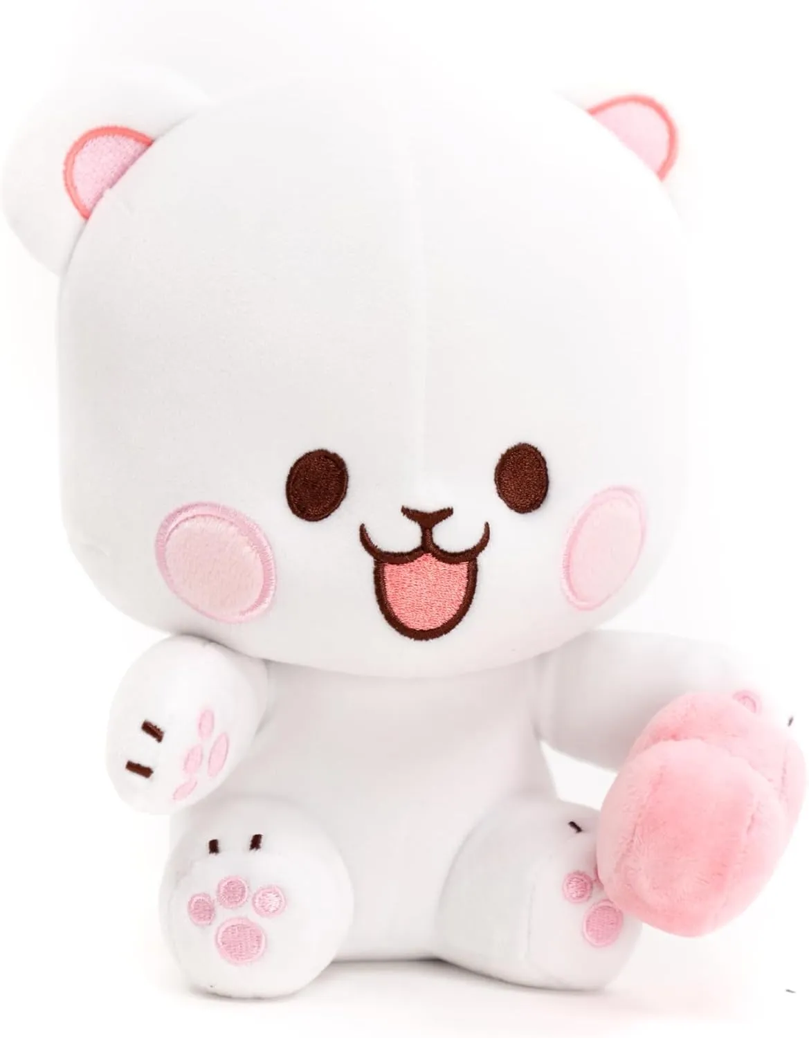 Milk Sitting Plush with Magnetic Heart 8" Inch Authentic Merchandise Adorable Cute Stuffed Bear Travel Sized Soft Gift for Any Occasion Friend Couples Holiday Birthday Cuddly