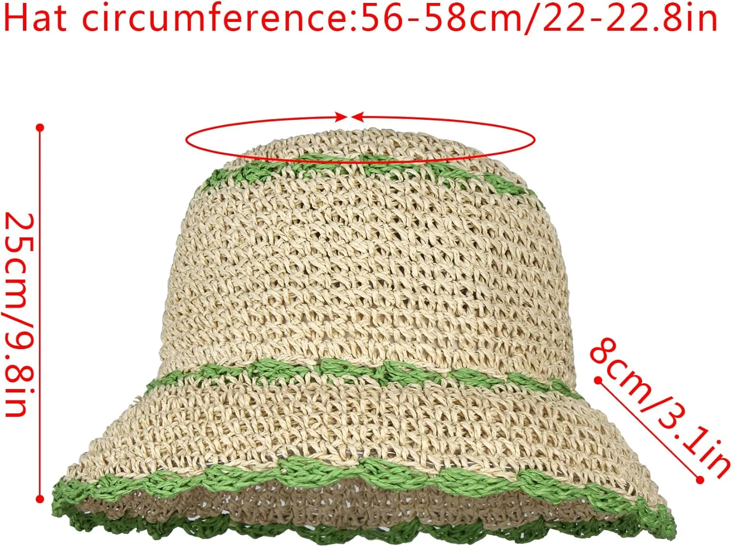Minache Foldable Wide Brim Colorful Crochet Straw Hat Outdoor Visor Hat for Women Girl