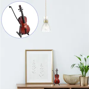 Miniature Cello Model, Wooden Small Instrument Craft Ornaments mini Replica with Case Simulate Musical Collectible Gift for Home Coffee House Decoration Kid Friend Music Lovers Craft Collector