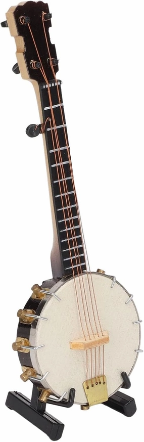 Miniature Banjo Model, Mini Banjo Toys Multipurpose Basswood Material with Toy Stand Box