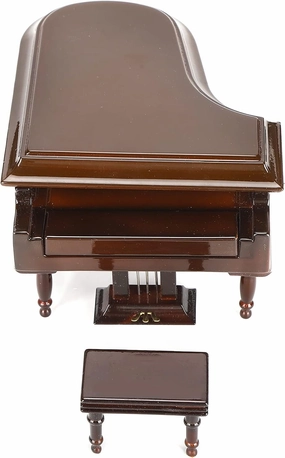 Miniature Piano Model, Exquisite Workmanship, Wide Usage, Painting Process, with Stool, Music Box, for Gifts, Decorations