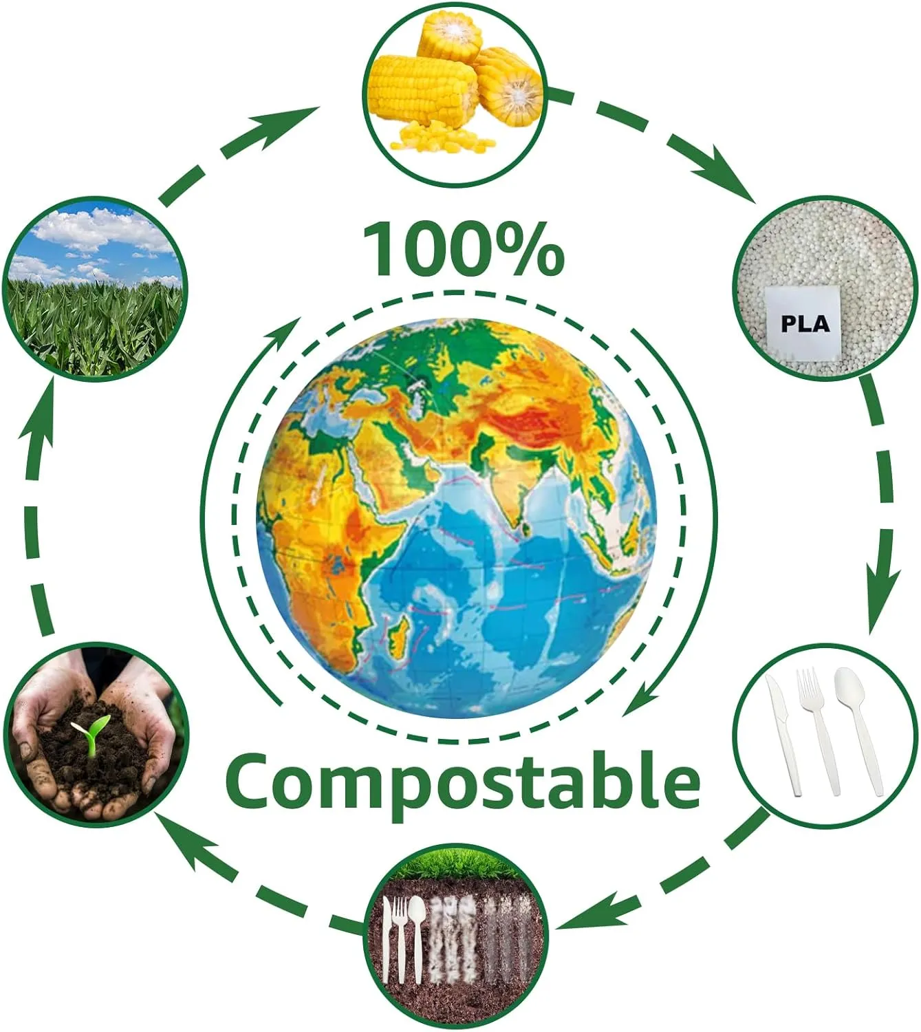 MISISIPI [6.7In 200Pcs] 100% Compostable Spoons Biodegradable Spoon HeavyDuty No Plastic Spoons Eco-friendly HeavyWeight Disposable Spoon Tableware Set for Lounge,Party,BBQ,Cafeteria,Wedding,Picnic