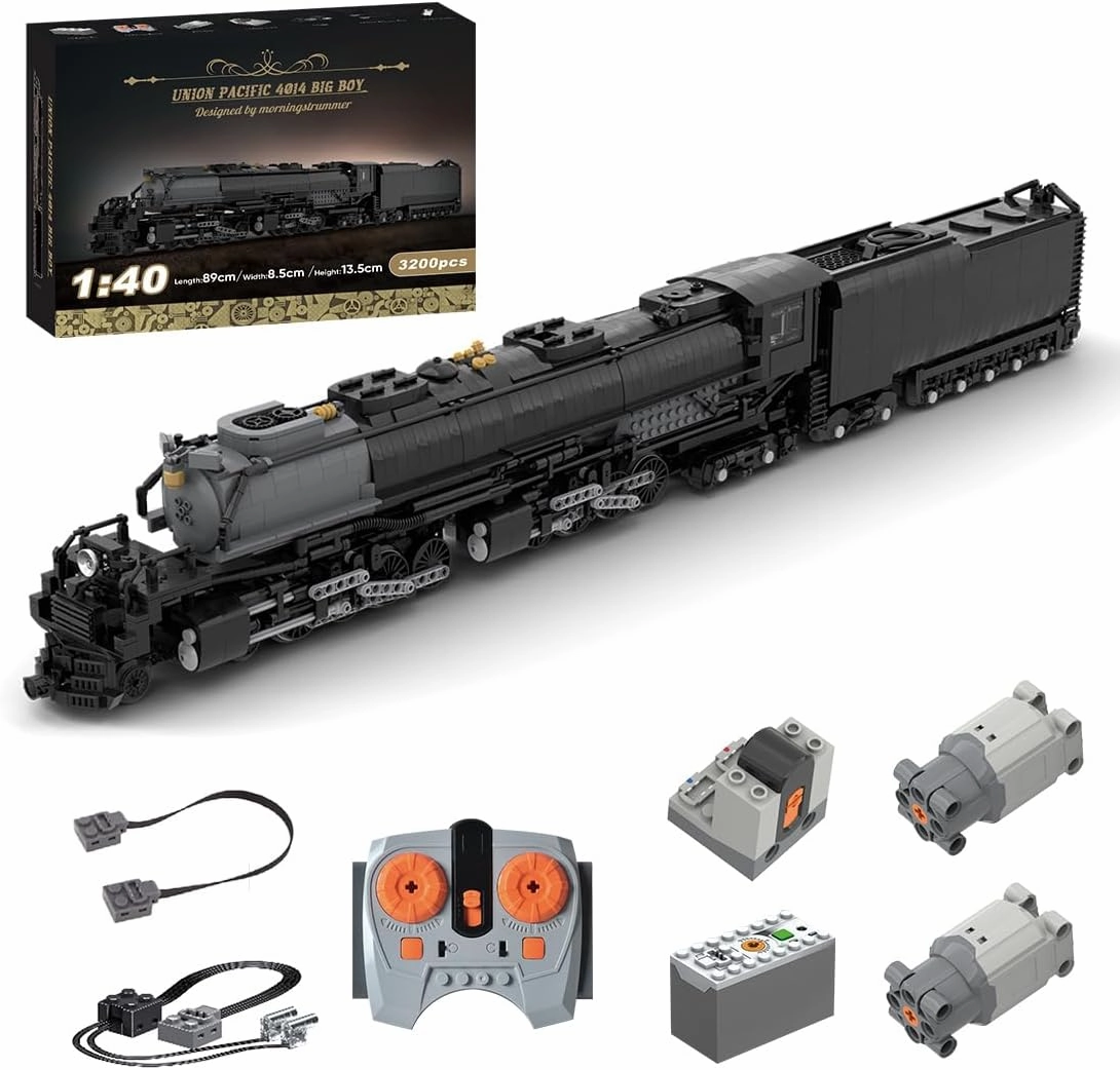 MOC-89126 RC Train Model Building Blocks Set, 1:40 Scale 4014 Big Boy Steam Locomotive Construction Kit with Motors, Perfect for Home Ornament, 3200 Pieces