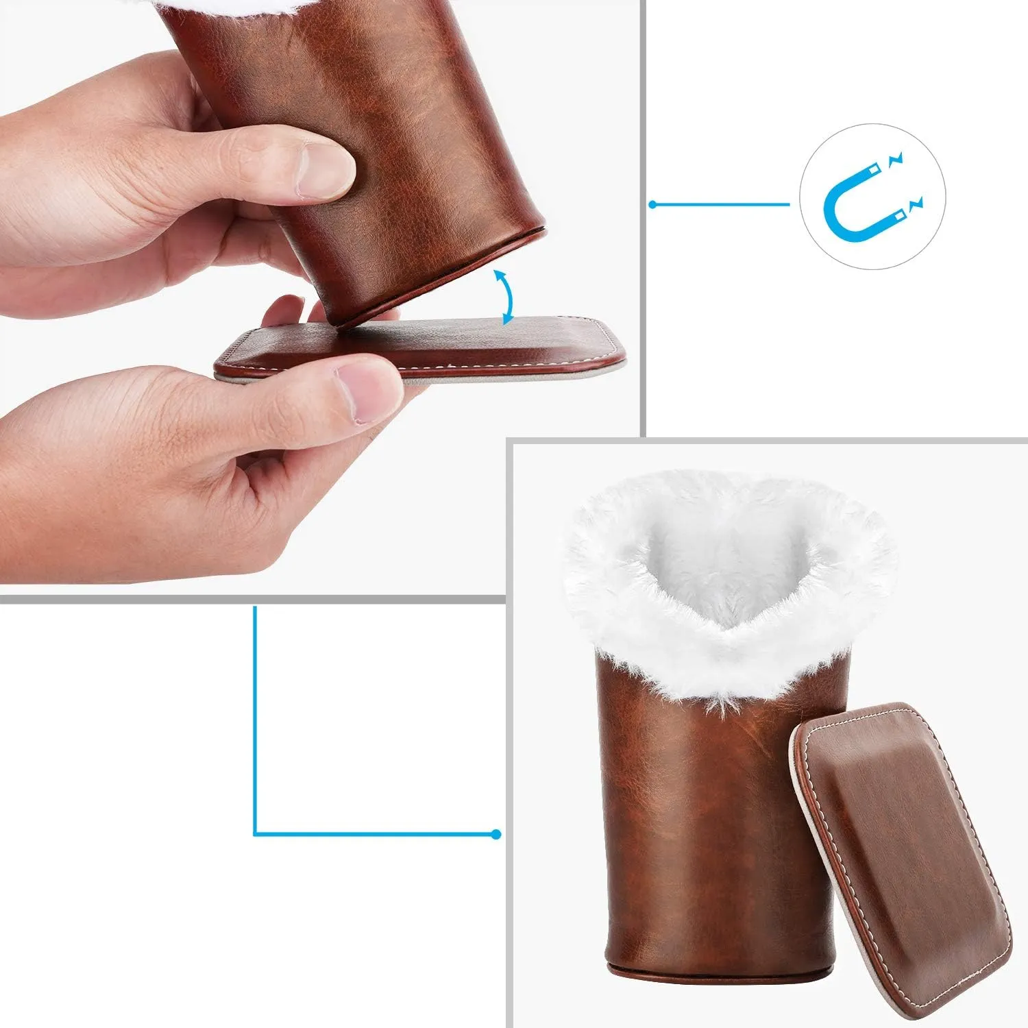 MoKo Eyeglasses Holder, Modern Velvet Plush Lined PU Leather Household Magnetic Holder Protective [Anti-scratch] [Dustproof]