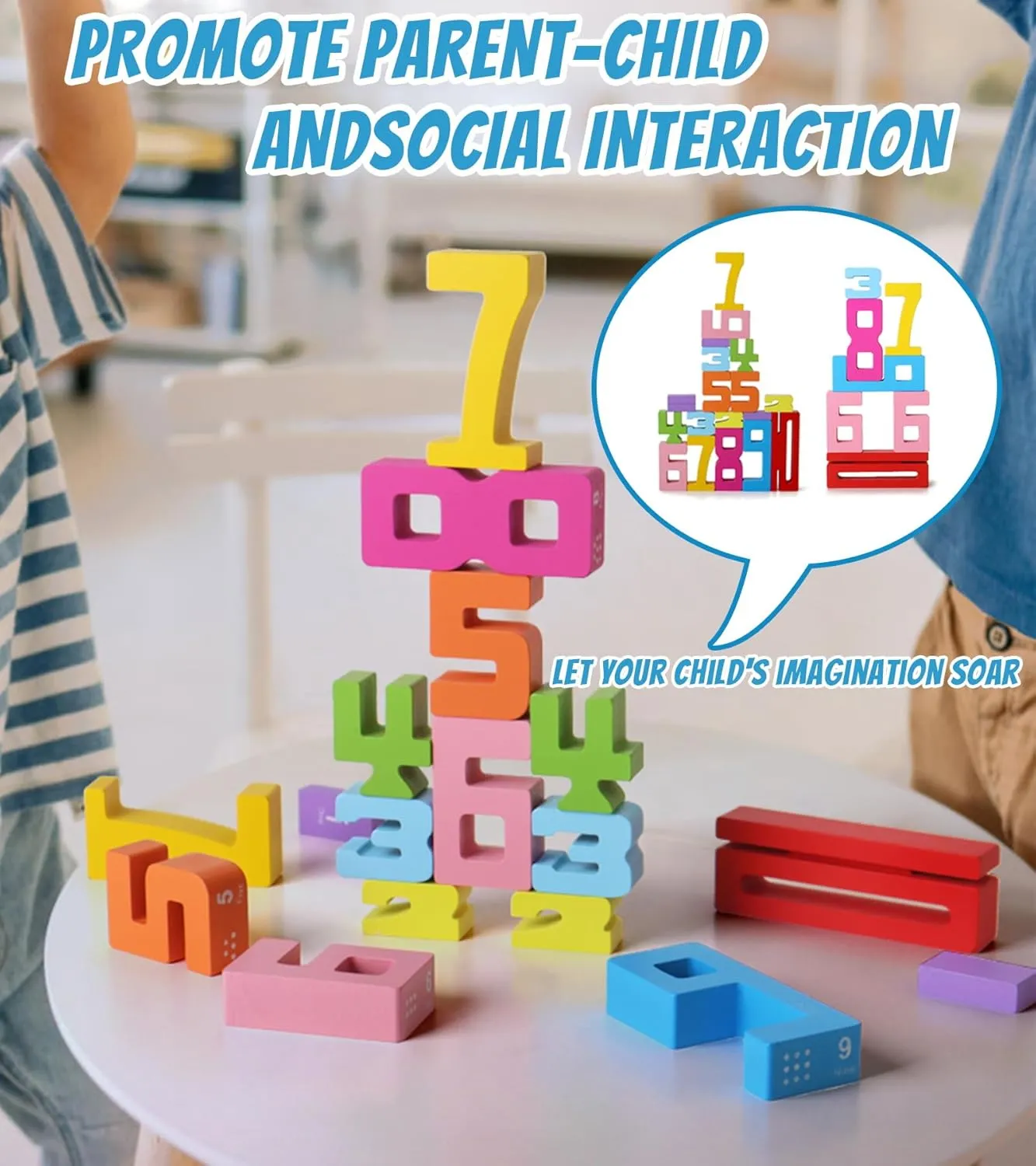 Montessori-Inspired Wooden Number Building Blocks-Wooden Number Blocks for 3  Years Old Kids 1-10 Number Game Balance Competition Toy – Unlock Your Child’S Potential