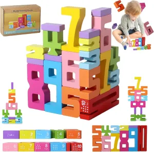 Montessori-Inspired Wooden Number Building Blocks-Wooden Number Blocks for 3  Years Old Kids 1-10 Number Game Balance Competition Toy – Unlock Your Child’S Potential