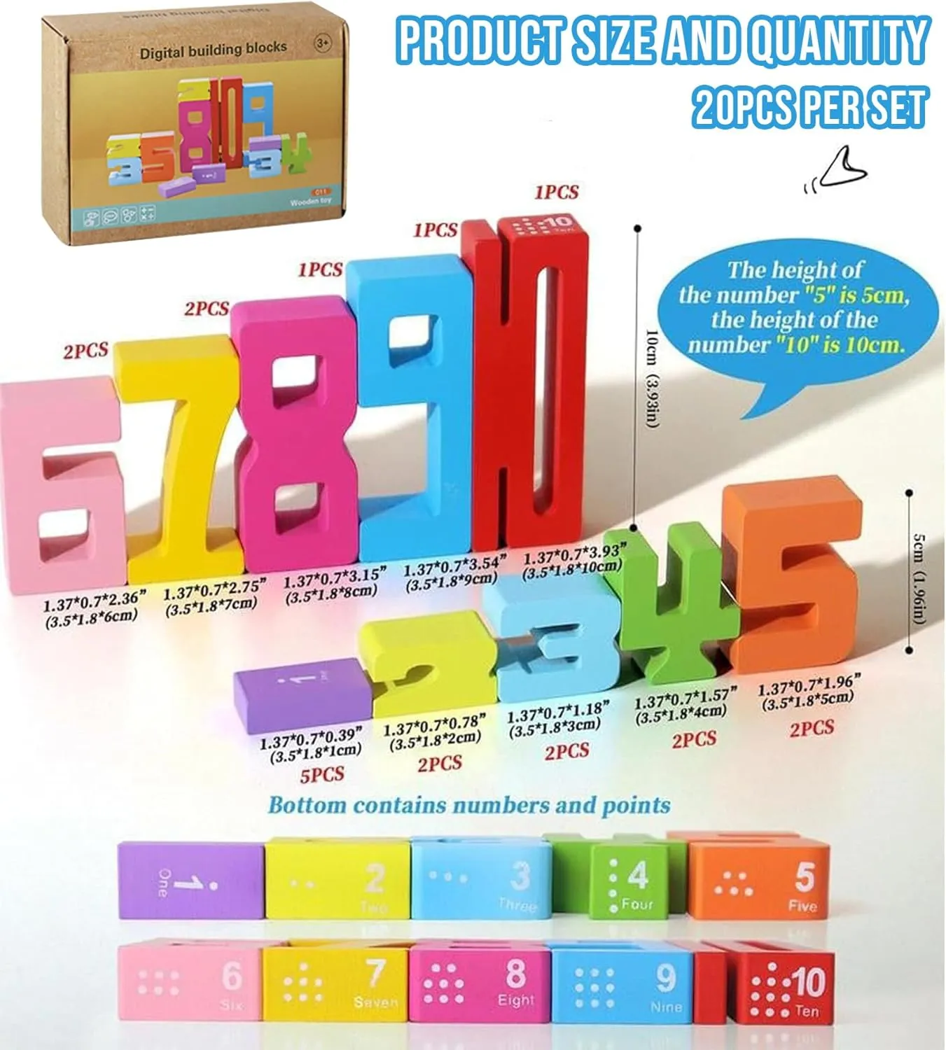 Montessori-Inspired Wooden Number Building Blocks-Wooden Number Blocks for 3  Years Old Kids 1-10 Number Game Balance Competition Toy – Unlock Your Child’S Potential