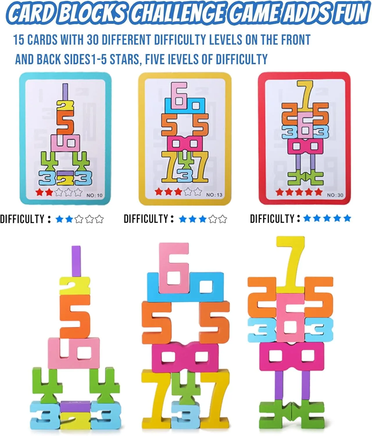Montessori-Inspired Wooden Number Building Blocks-Wooden Number Blocks for 3  Years Old Kids 1-10 Number Game Balance Competition Toy – Unlock Your Child’S Potential