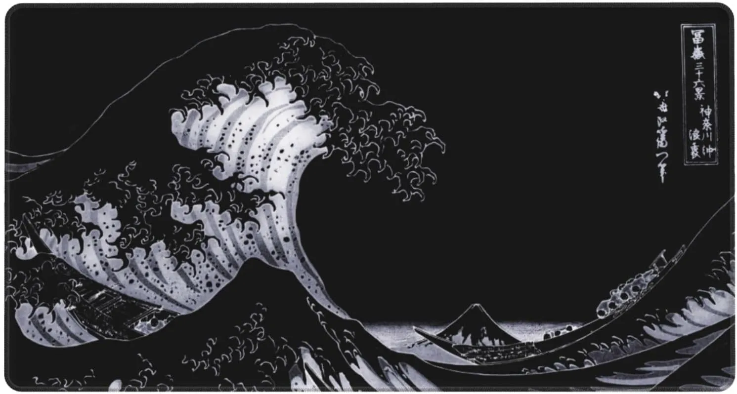 MTG Playmat Dark Great Wave Board Game Card Game Trading Card Game Play Mat TCG Mat Desk Pad Original Hand Painted Stitched Edges Rubber Base Smooth Surface 23.5x13.7in