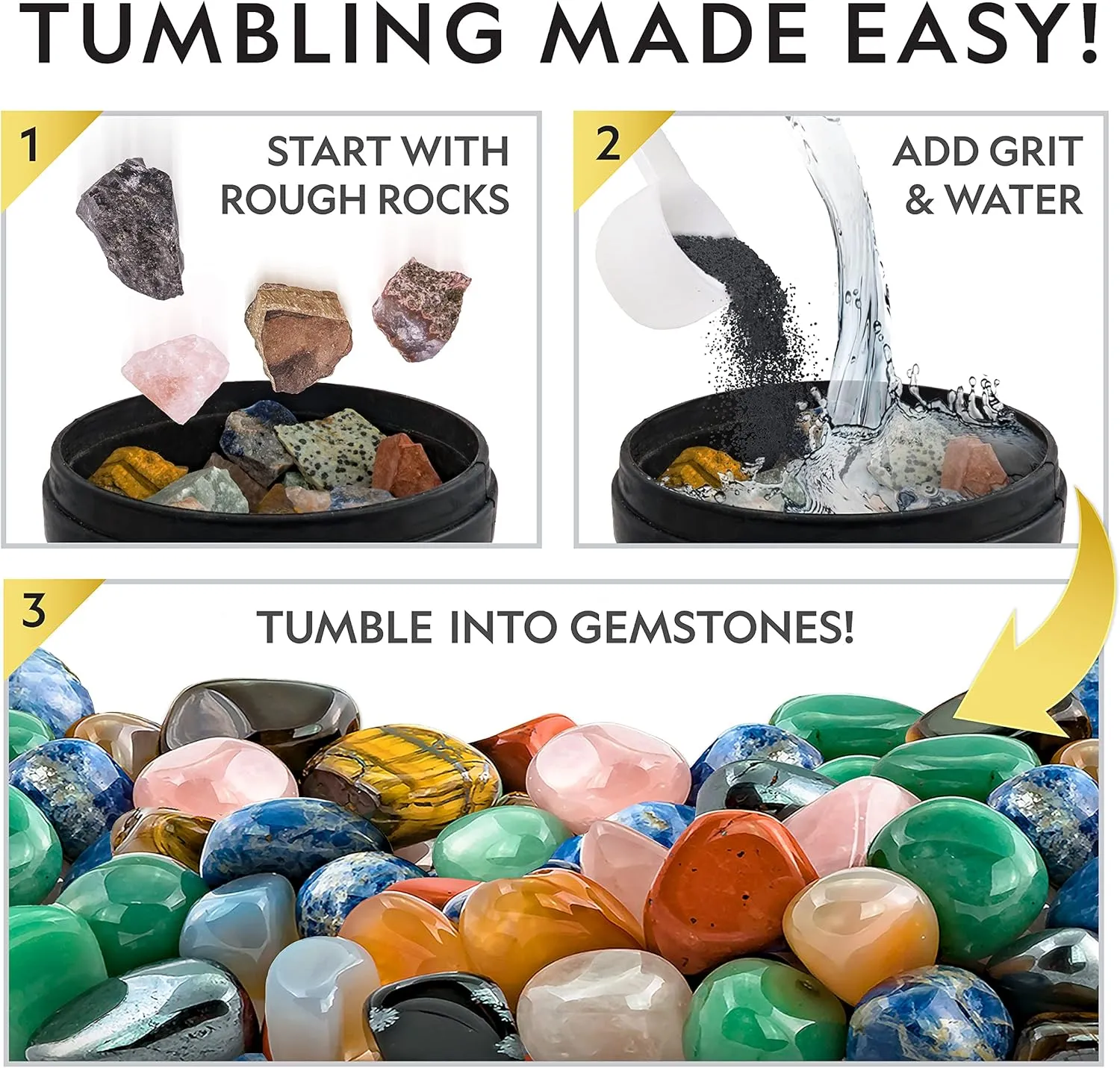 National Geographic Professional Rock Tumbler Kit – Extra Large 2 Lb. Barrel with 3-Speed Motor & 9-Day Timer – Geology DIY Kits for Adults, Rock Collection Hobby, Great Educational STEM Science Kit