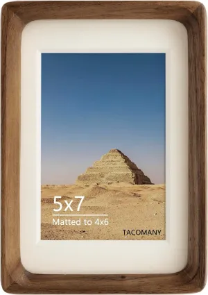 Natural Wood Photo Frames Inspired Tabletop Picture Frame with Mat, Vertical or Horizontal Display (Walnut, 5x7 matted to 4x6)