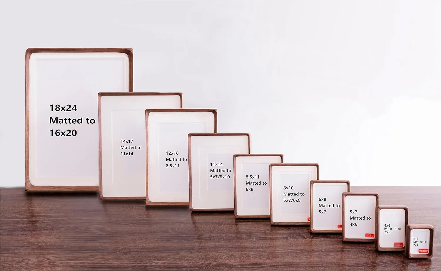 Natural Wood Photo Frames Inspired Tabletop Picture Frame with Mat, Vertical or Horizontal Display (Walnut, 5x7 matted to 4x6)