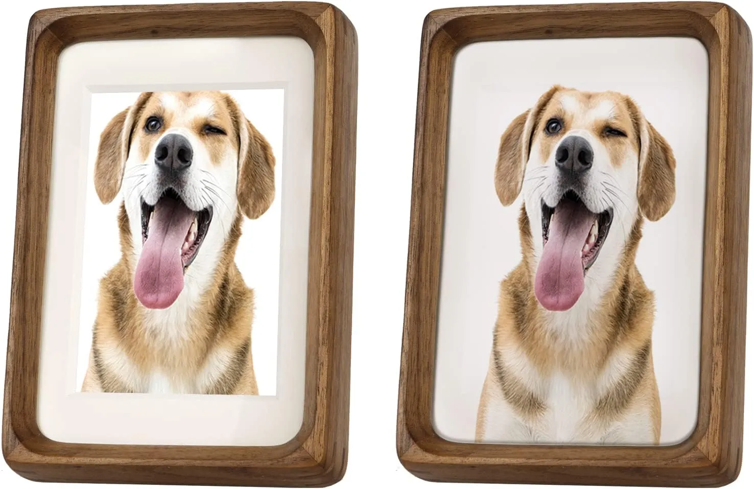 Natural Wood Photo Frames Inspired Tabletop Picture Frame with Mat, Vertical or Horizontal Display (Walnut, 5x7 matted to 4x6)