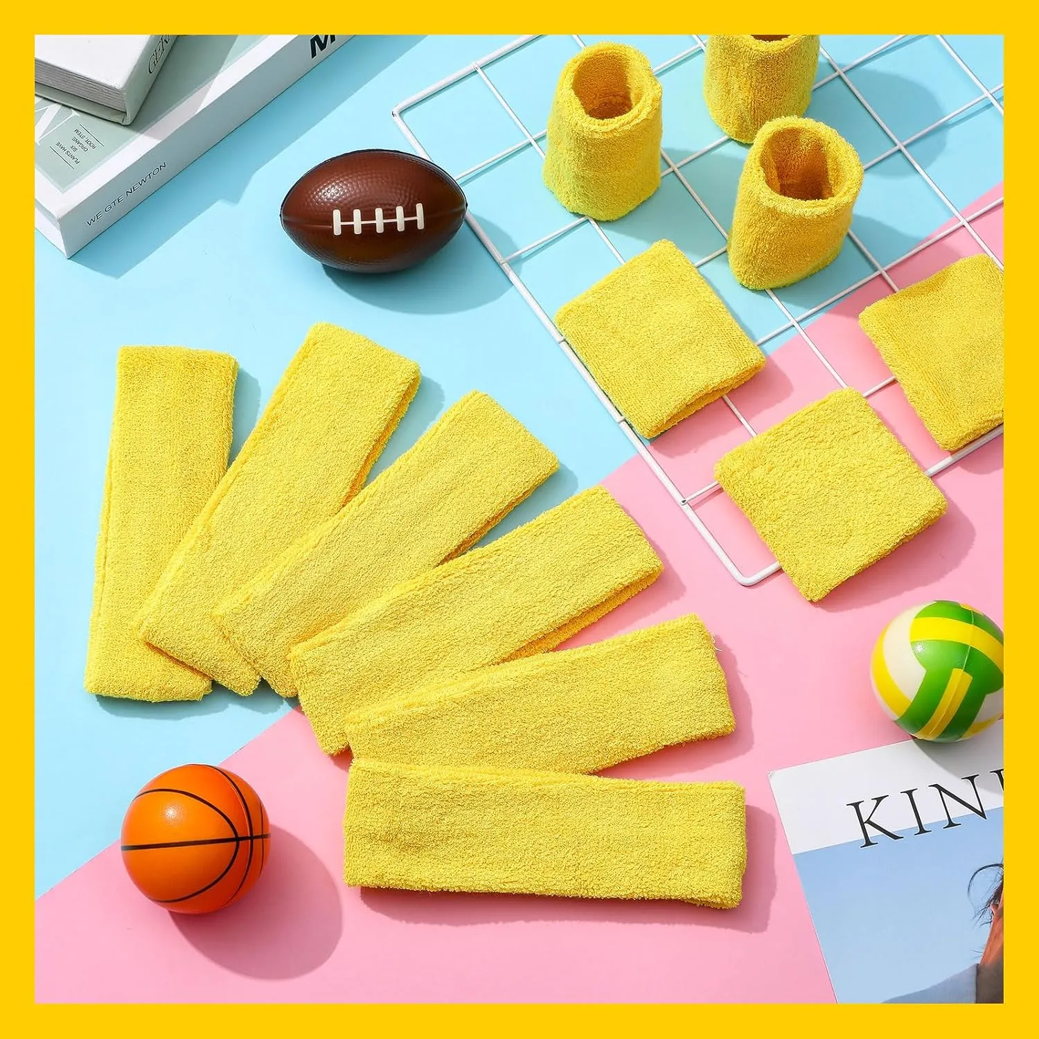 Neon Sweatbands Set Include Athletic Headband Tennis Gymnastics Wristbands International Countries Sports Games Competitions for Men Women Party Supplies