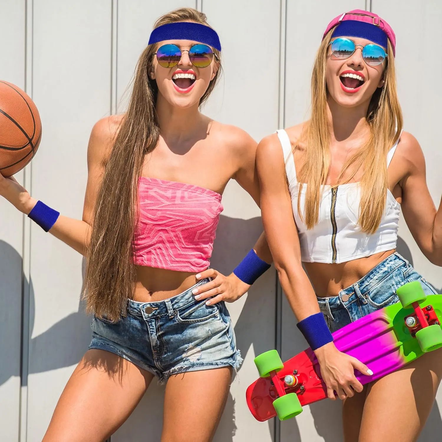 Neon Sweatbands Set Include Athletic Headband Tennis Gymnastics Wristbands International Countries Sports Games Competitions for Men Women Party Supplies