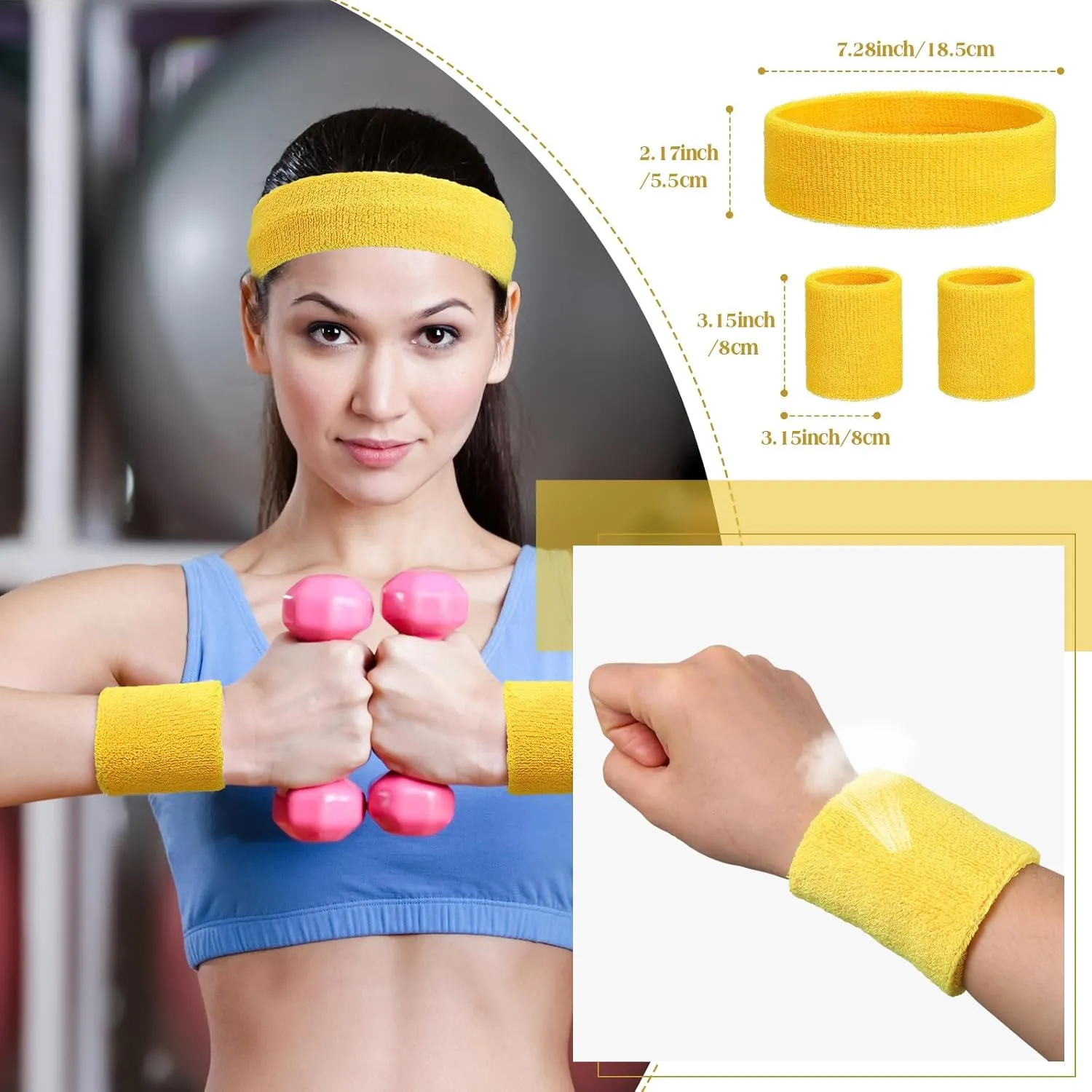 Neon Sweatbands Set Include Athletic Headband Tennis Gymnastics Wristbands International Countries Sports Games Competitions for Men Women Party Supplies