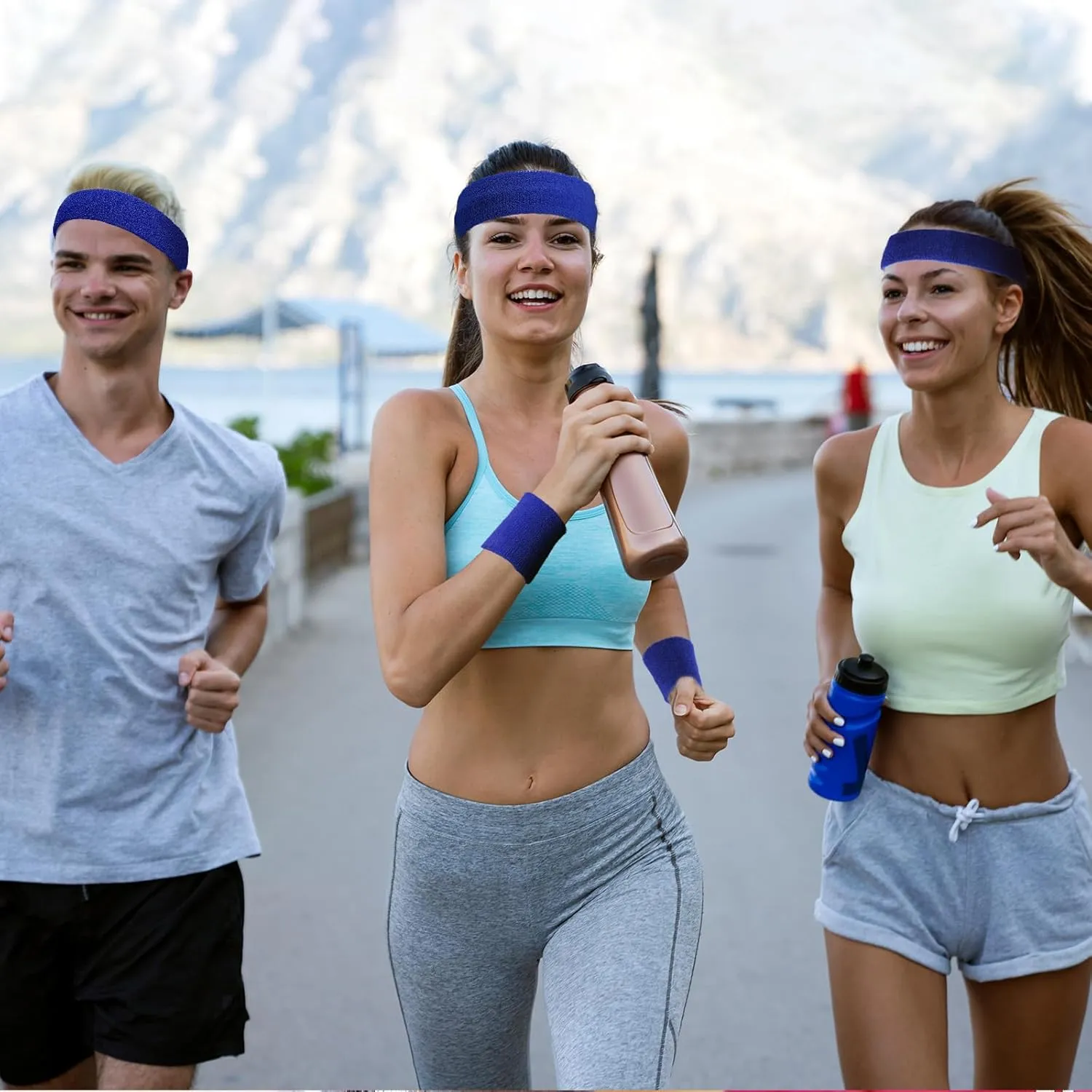 Neon Sweatbands Set Include Athletic Headband Tennis Gymnastics Wristbands International Countries Sports Games Competitions for Men Women Party Supplies