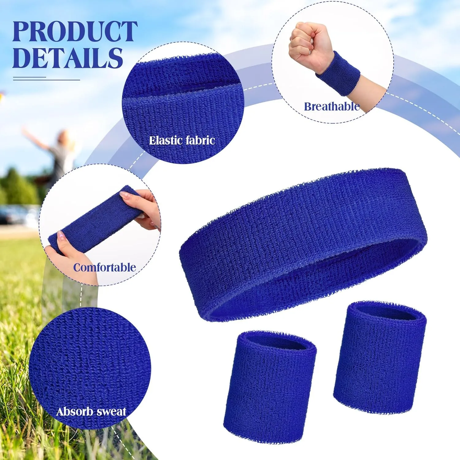 Neon Sweatbands Set Include Athletic Headband Tennis Gymnastics Wristbands International Countries Sports Games Competitions for Men Women Party Supplies