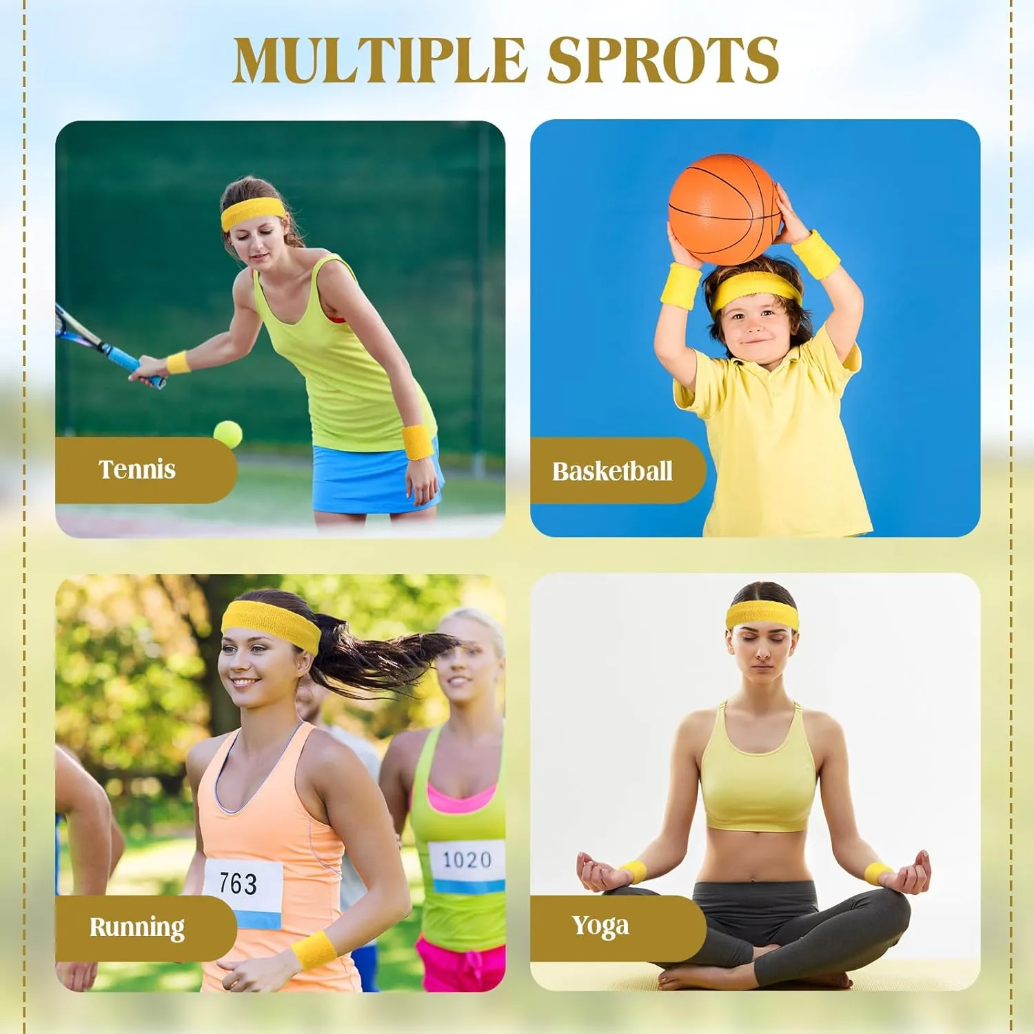 Neon Sweatbands Set Include Athletic Headband Tennis Gymnastics Wristbands International Countries Sports Games Competitions for Men Women Party Supplies
