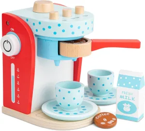 New Classic Toys Wooden Coffee Maket Set Pretend Play Toy for Kids Cooking Simulation Educational Toys and Color Perception Toy for Preschool Age Toddlers Boys Girls (10700)