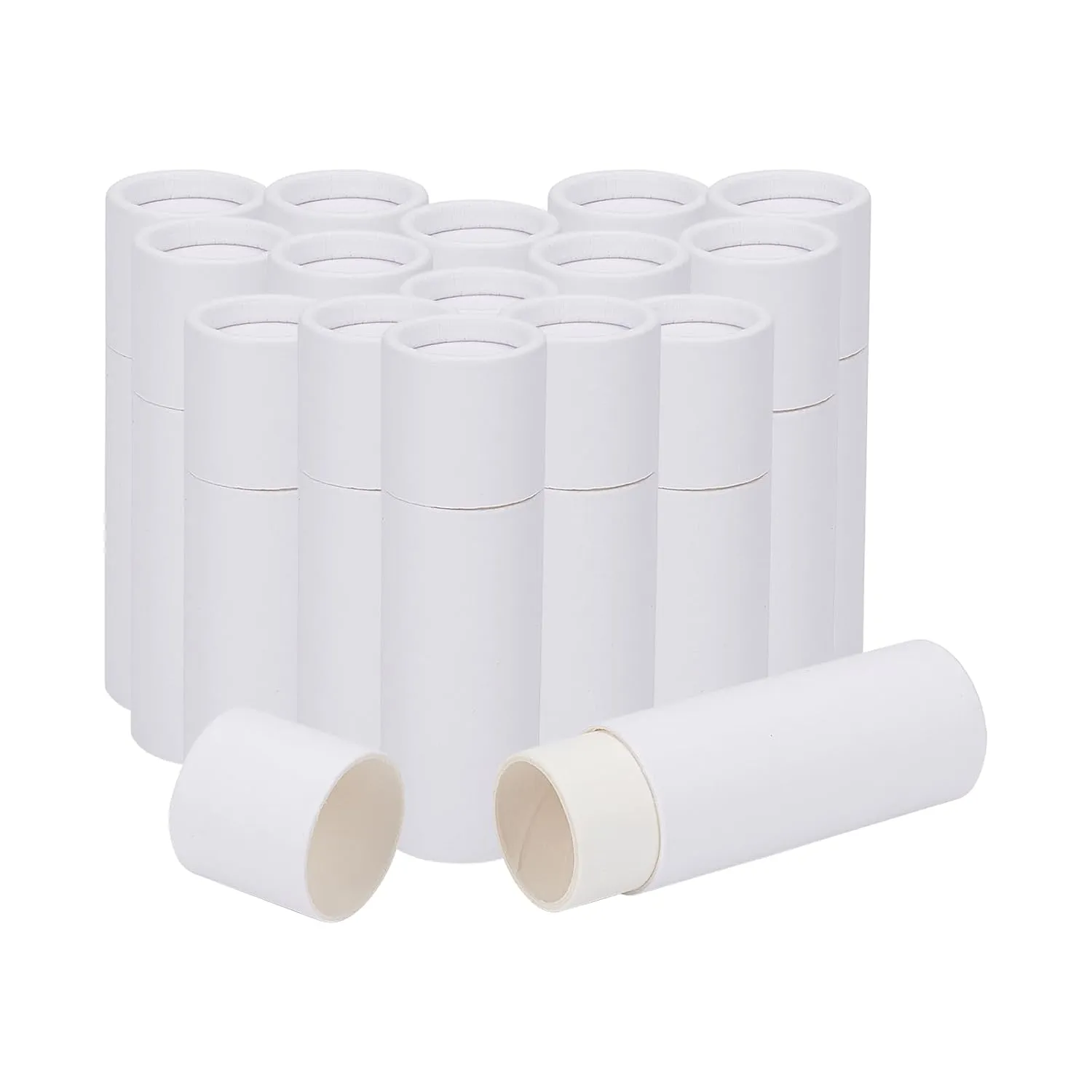 NICENEEDED 15 Pcs Kraft Paper Lipstick Tube, 0.4 Oz Paperboard Lip Balm Tubes, Cardboard Empty Deodorant Container Solid Perfume Tube Cosmetic Box for DIY Chapstick Deodorant Crayon