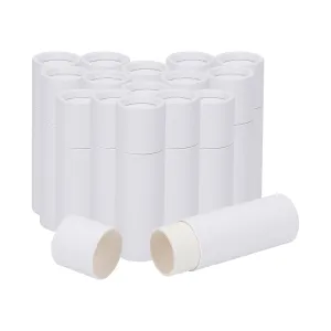 NICENEEDED 15 Pcs Kraft Paper Lipstick Tube, 0.4 Oz Paperboard Lip Balm Tubes, Cardboard Empty Deodorant Container Solid Perfume Tube Cosmetic Box for DIY Chapstick Deodorant Crayon