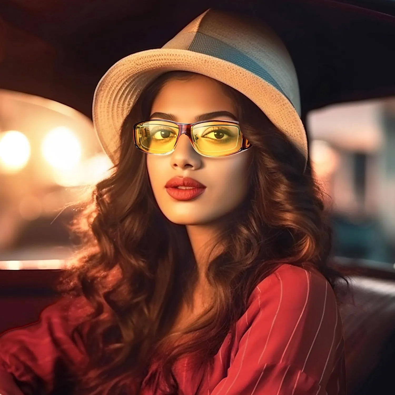 Night Vision Driving Glasses Fit Over Glasses, Wrap Around Nighttime Glasses Anti Glare Polarized for Men Women