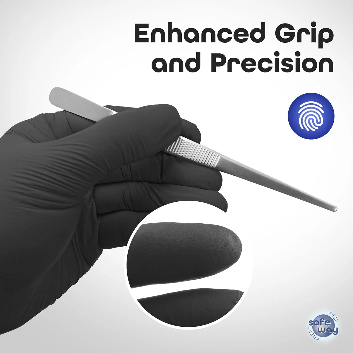 Nitrile-Vinyl Blended Disposable Gloves, Powder-Free & Non-Latex Gloves, 1000, Protective Gloves for Medical Exams, Cooking & Household Cleaning, 4 Mil Thick Non-Sterile Secure Grip Black, Large