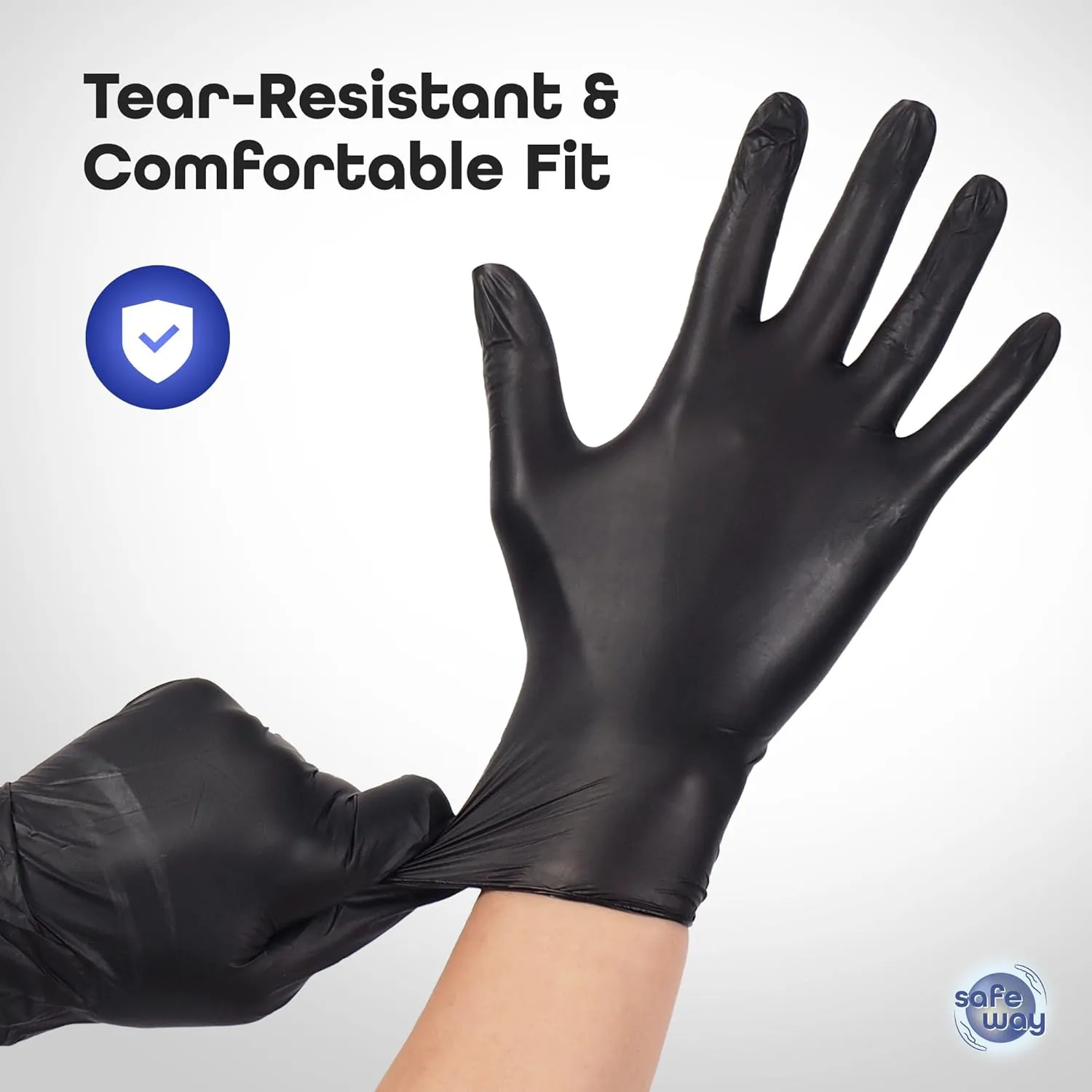 Nitrile-Vinyl Blended Disposable Gloves, Powder-Free & Non-Latex Gloves, 1000, Protective Gloves for Medical Exams, Cooking & Household Cleaning, 4 Mil Thick Non-Sterile Secure Grip Black, Large