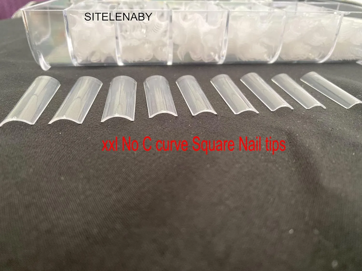 No C Curve Square Nail Tips XXL，Acrylic Nail Tips Square,SITELENABY 500 pcs Clear Fake Nails for Nail Salons,Nail Tech Must Have