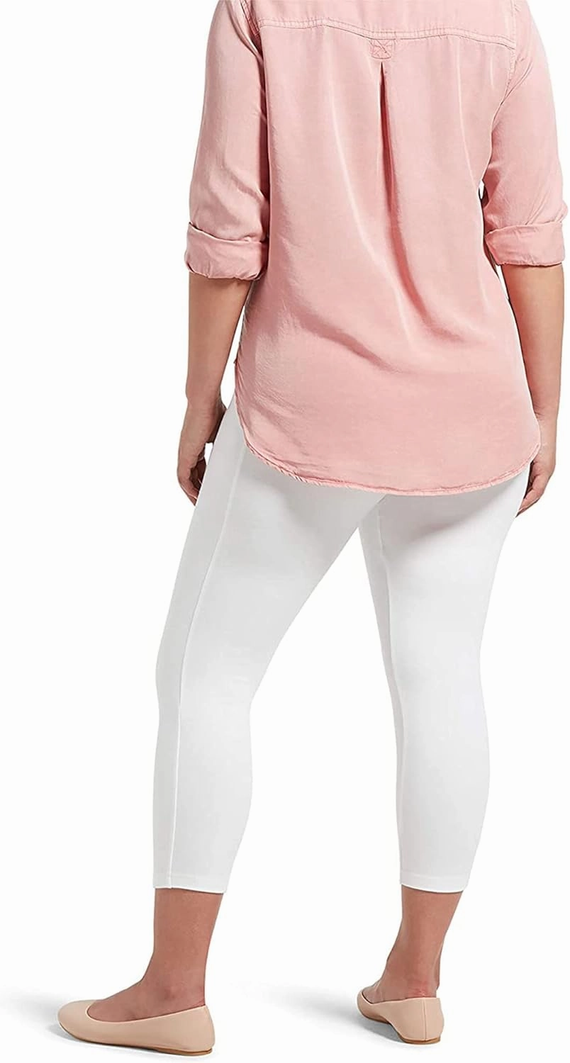No nonsense Women's Blackout Cotton Capri Leggings Super Soft Stretch Pull On Pants, Available in Plus Size
