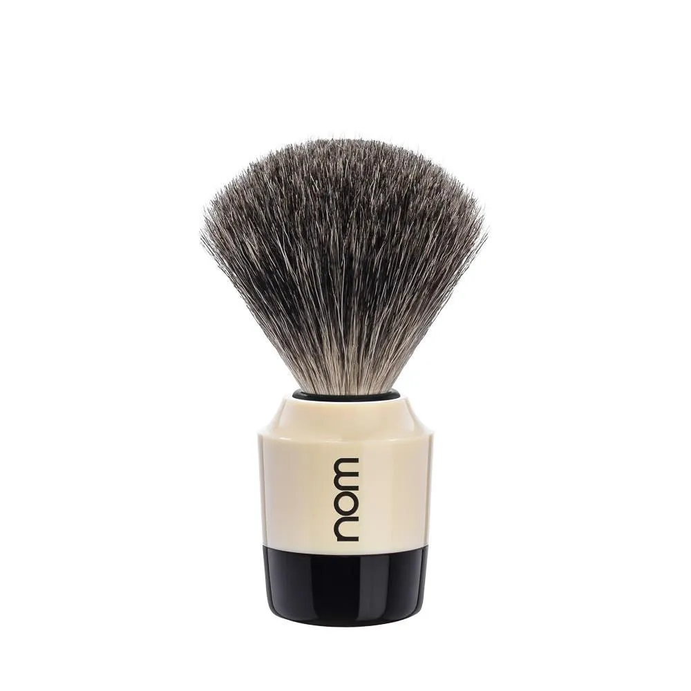 NOM Marten shaving brush | Pure Badger Shave Brush for Shaving soaps and creams | exfoliating shaving brush | Cream handle