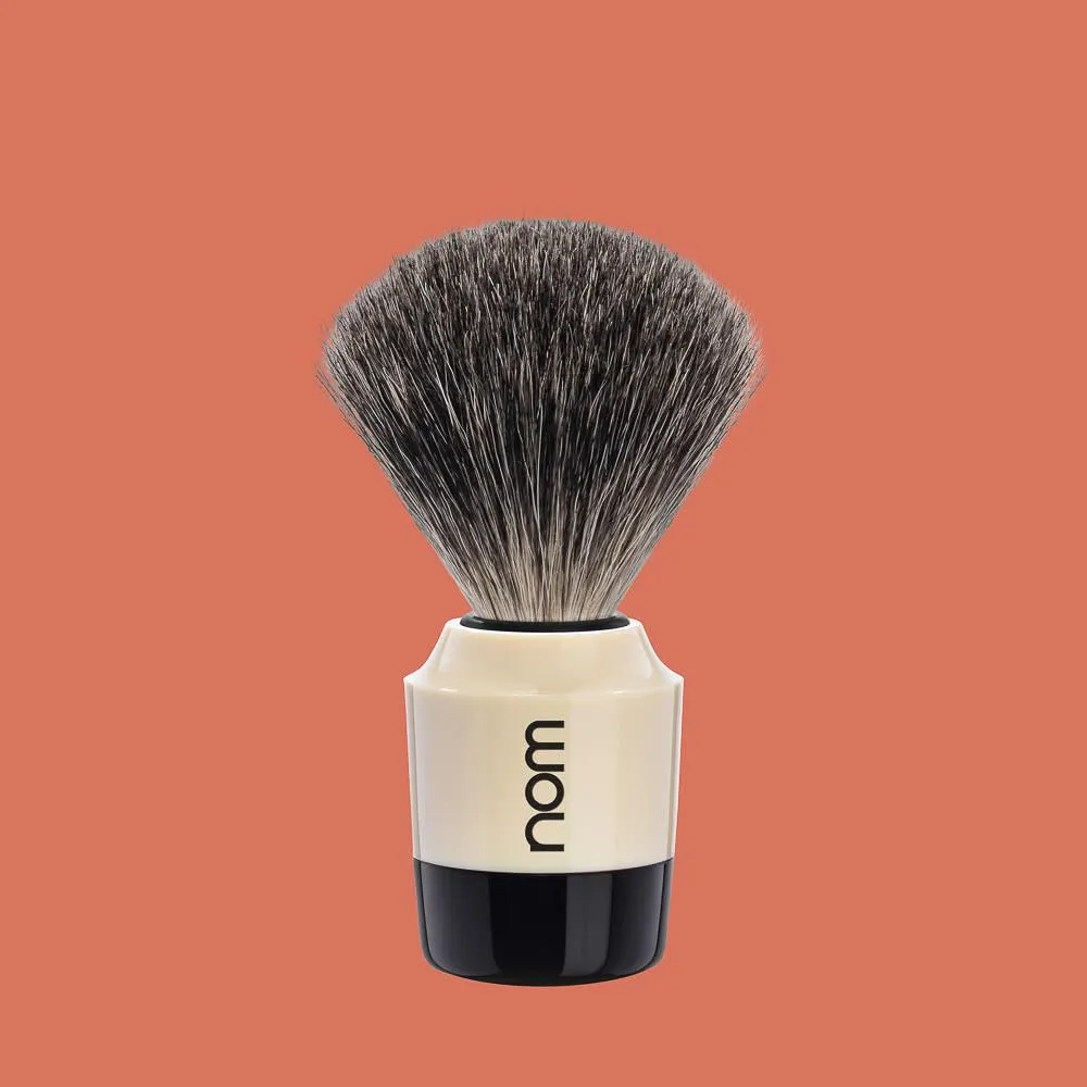 NOM Marten shaving brush | Pure Badger Shave Brush for Shaving soaps and creams | exfoliating shaving brush | Cream handle