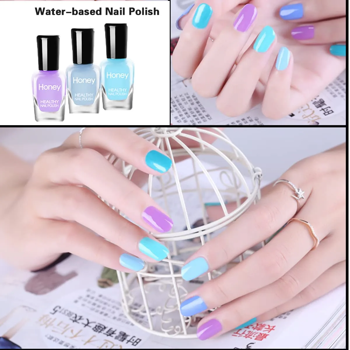 Non Toxic Nail Polish Set, Easy Peel Off and Fast Dry NailPolish Set for Pack, Eco Friendly and Organic Water Based Nail Polish for Women,Teens(20 Bottles)