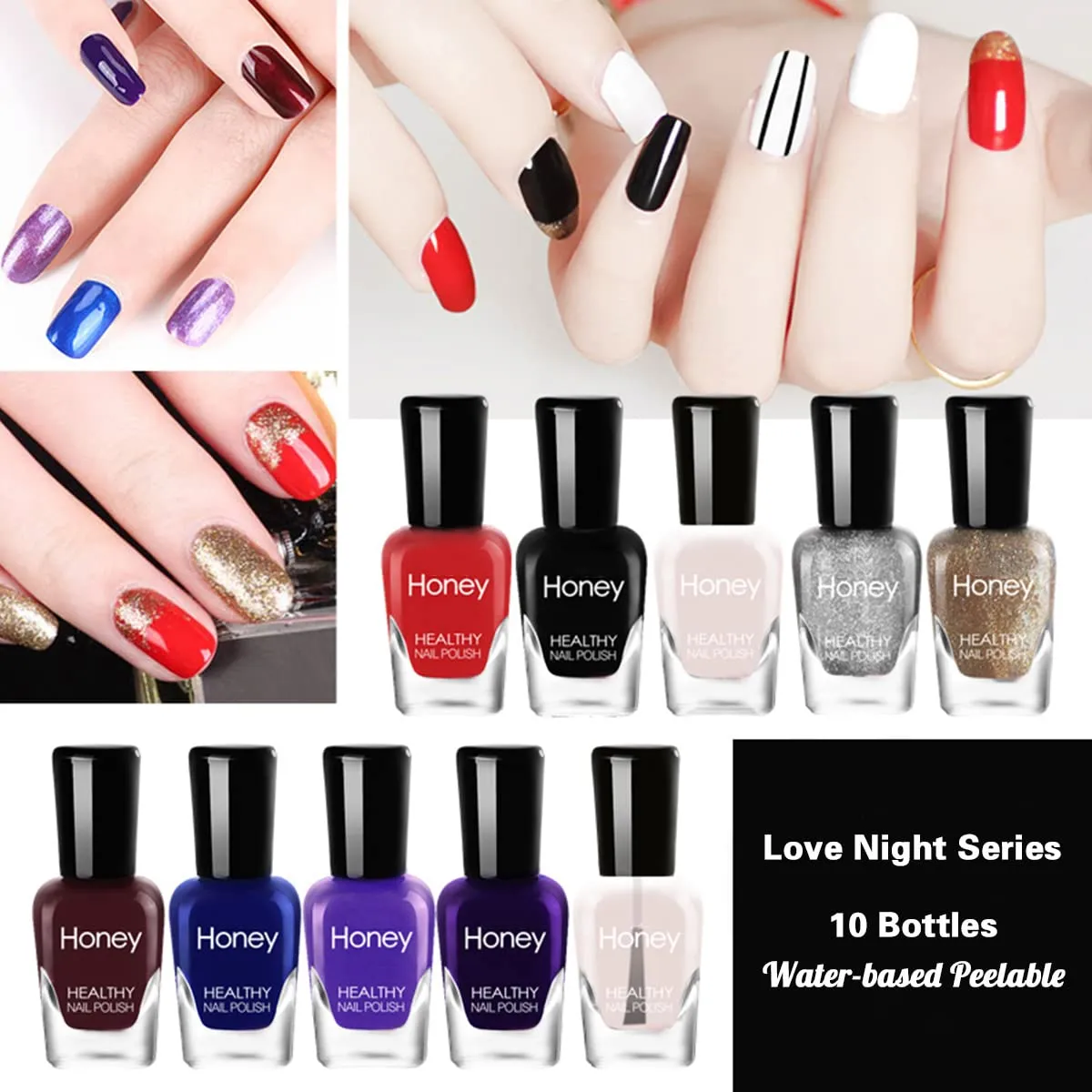 Non Toxic Nail Polish Set, Easy Peel Off and Fast Dry NailPolish Set for Pack, Eco Friendly and Organic Water Based Nail Polish for Women,Teens(20 Bottles)