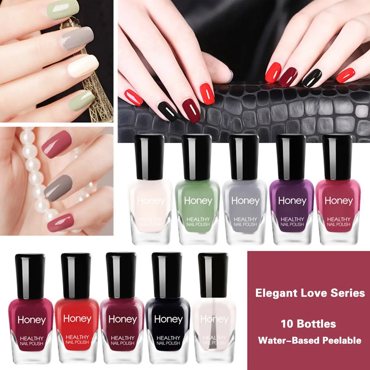 Non Toxic Nail Polish Set, Easy Peel Off and Fast Dry NailPolish Set for Pack, Eco Friendly and Organic Water Based Nail Polish for Women,Teens(20 Bottles)